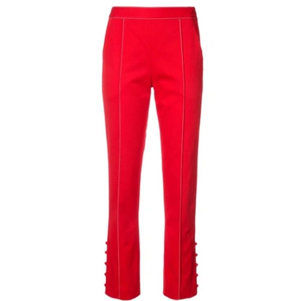Rosie Assoulin Red Oboe Tailored Cotton Pants US 2